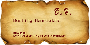 Beslity Henrietta névjegykártya
